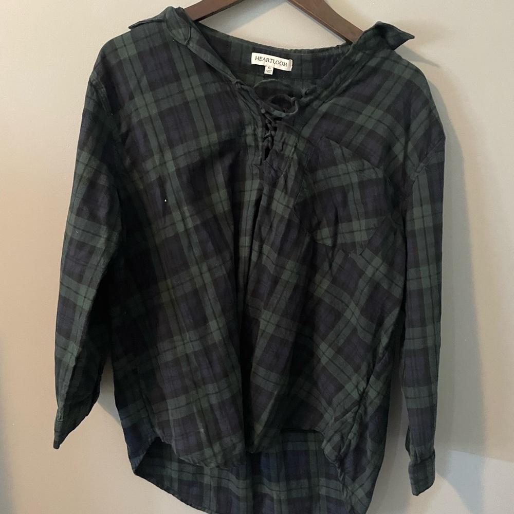 Heartloom Green and Black Plaid Shirt